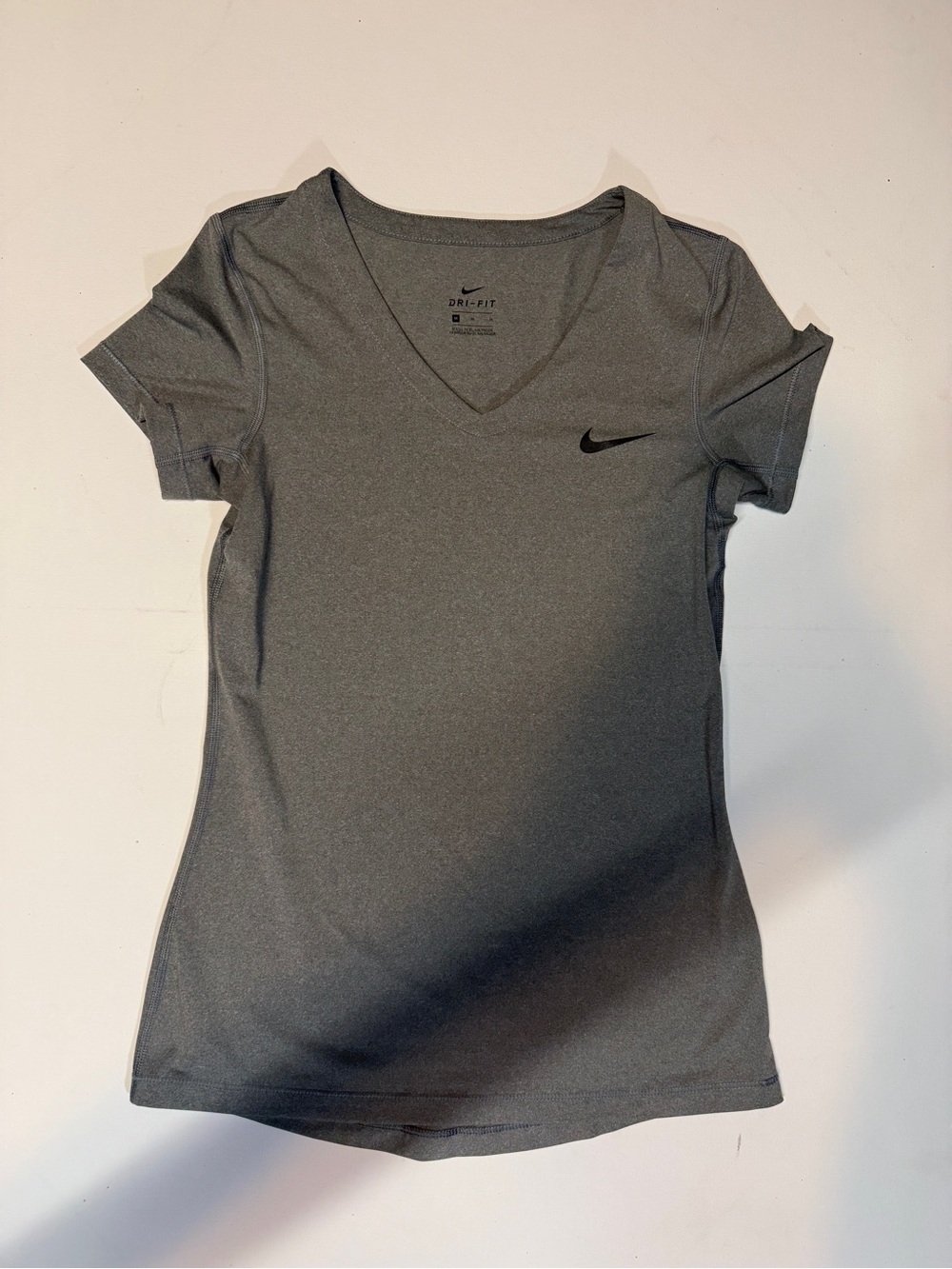 Nike Gray V-Neck Dri-FIT Short Sleeve Tee
